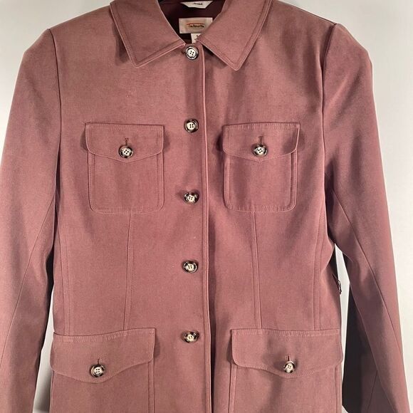 CHOCOLATE ULTRA SUEDE PANTS SUIT by TALBOTS SIZE 8 - Picture 3 of 11